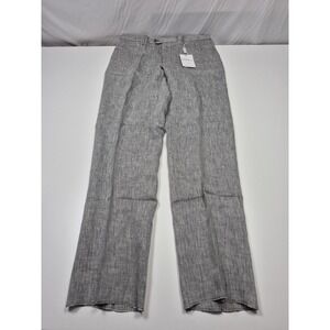 Manzini Dress Pants Mens 40x36 Gray Linen Flat Front Straight Italy NWT